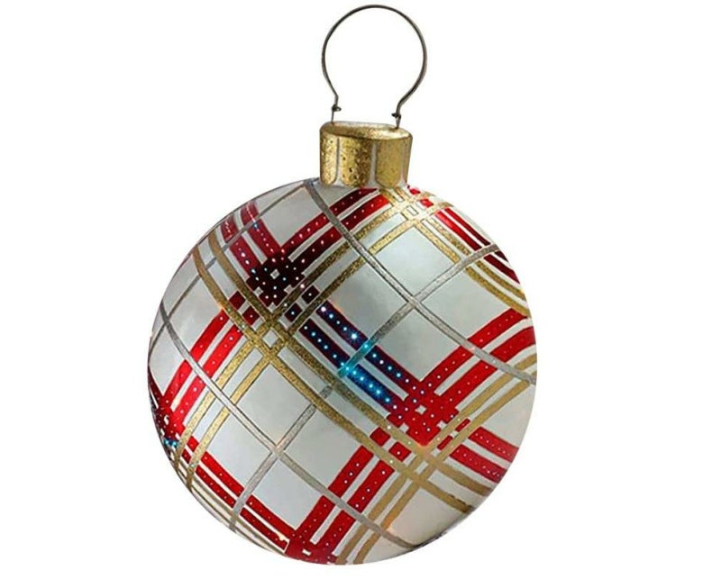 Inflatable Christmas Balls: Brightly Painted Smooth Surface - Easy To Inflate Christmas Ornament for Indoor Outdoor Family Celebrations - Image 1
