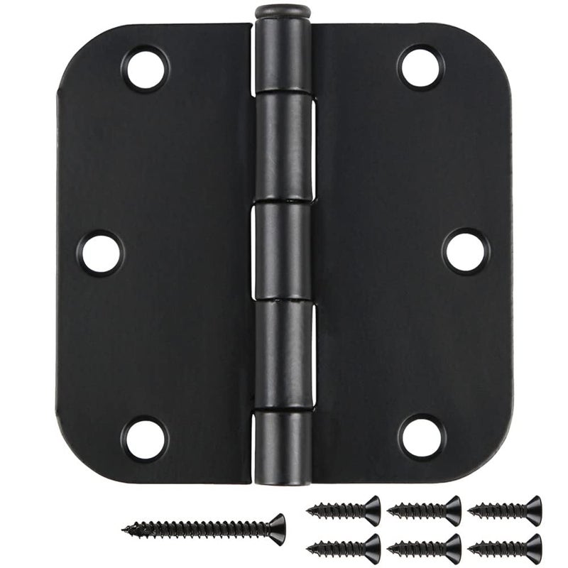 JIW 30 Pack Matte Black Interior Door Hinges Round 3.5" x 3.5 Inch 5/8"Radius Heavy-Duty Mat Hinge for Doors Standard Bedroom Work Office Door Hardware Removable Pin,Farm,Shed,Gate,Greenhouse Vent Window - Image 1
