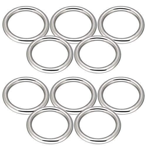 Abimars 2" Seamless Metal O Ring, 10 Pack 304 Stainless Steel Rings Load 320lbs, Solid, Heavy Duty Multi-Purpose Metal O-Ring for Macrame,Dog Leashes - Image 1