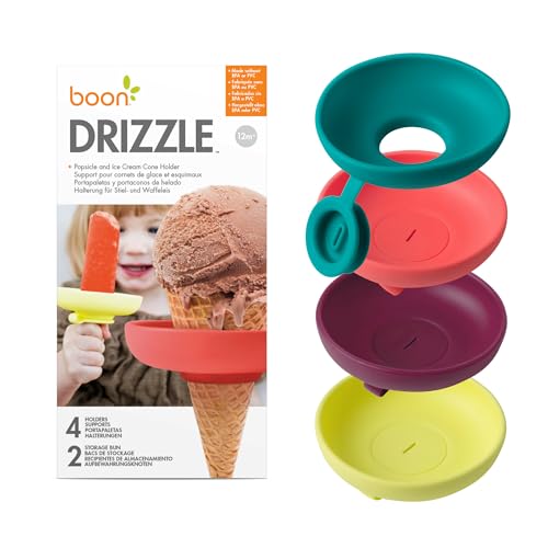 Boon Drizzle Popsicle Holders for Kids Includes 2 OntheGo Travel Cases Catches Drips Before They Drop Frozen Popsicle and Ice Cream Holder for Summer Days and Birthday Popsicle Party 4 Count