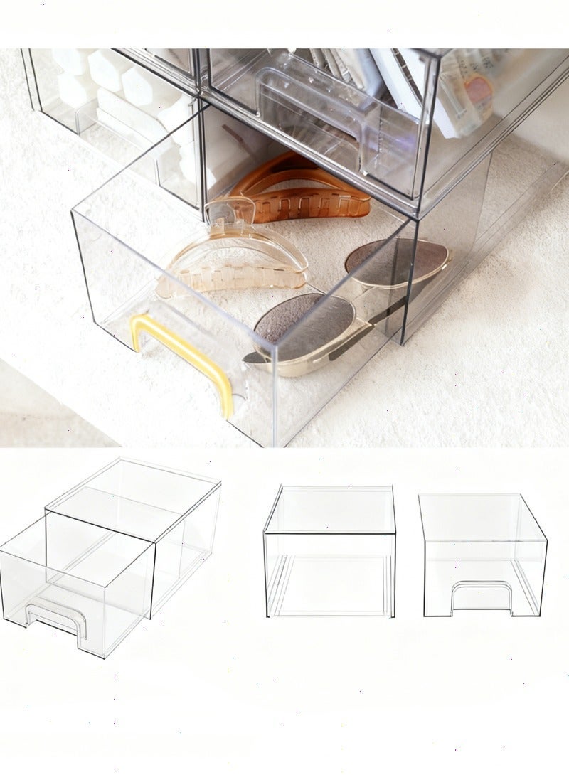 يواوليتي منظم مكياج، أدراج تخزين قابلة للتكديس، درج مستحضرات تجميل قابل للسحب، صندوق عرض منزلي شفاف، صندوق تخزين مستحضرات تجميل مقاوم للغبار (عبوتان) - Image 5