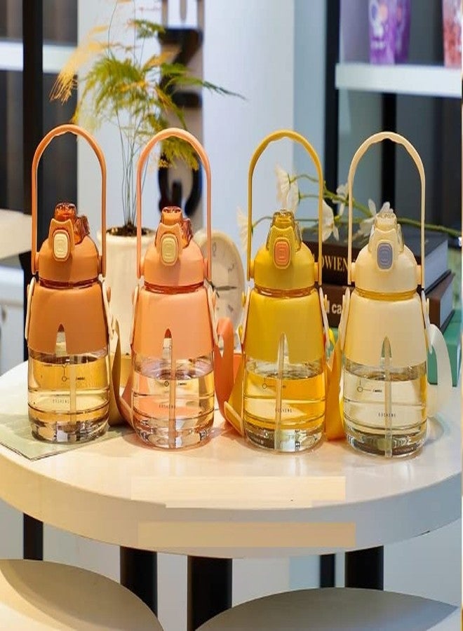 TEMSON Water Bottle - Water Bottle with Scale Marker, Large Wide Mouth and Sipper Bottle with Adjustable Strap, Non-Toxic Leakproof Durable BPA Free Water Bottle-1000ML(SL-7092) (Pink) - Image 2