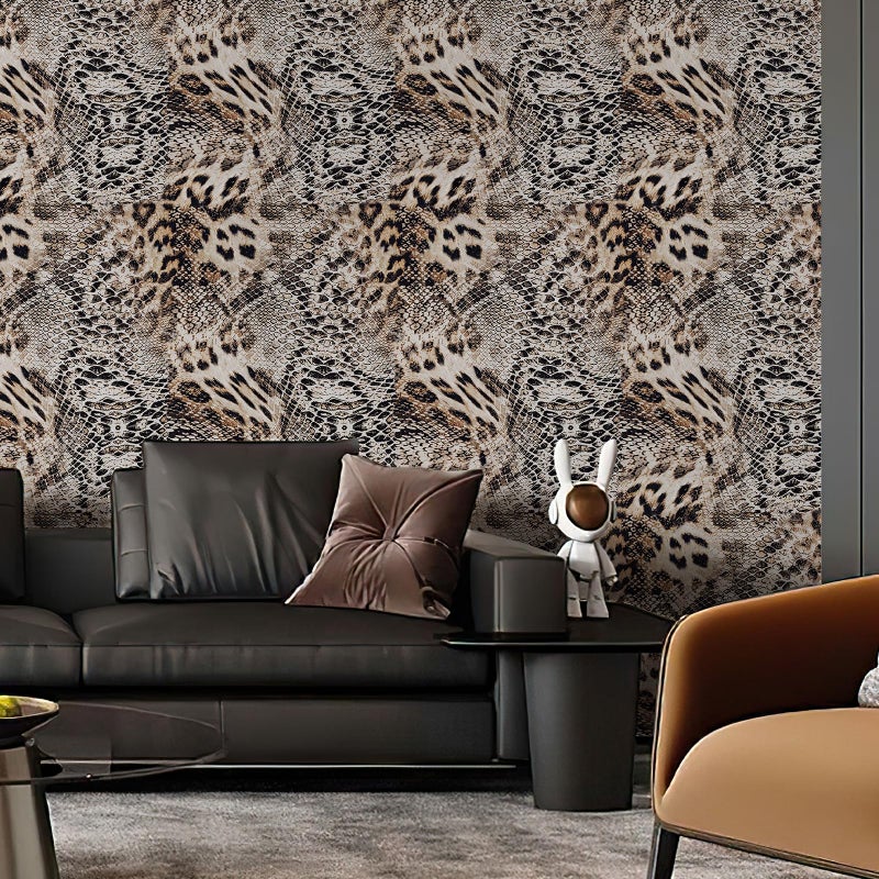 JiffDiff Textured Leopard Snake Print Peel and Stick Wallpaper, 17.3" x 120" Thick Waterproof Self-Adhesive Wall Paper, Modern Jungle Wild Animal Print Contact Paper for Table, Bedroom and Bathroom - Image 4