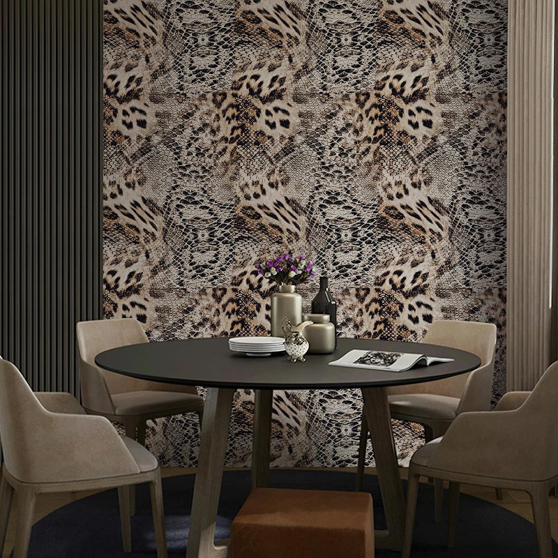 JiffDiff Textured Leopard Snake Print Peel and Stick Wallpaper, 17.3" x 120" Thick Waterproof Self-Adhesive Wall Paper, Modern Jungle Wild Animal Print Contact Paper for Table, Bedroom and Bathroom - Image 3