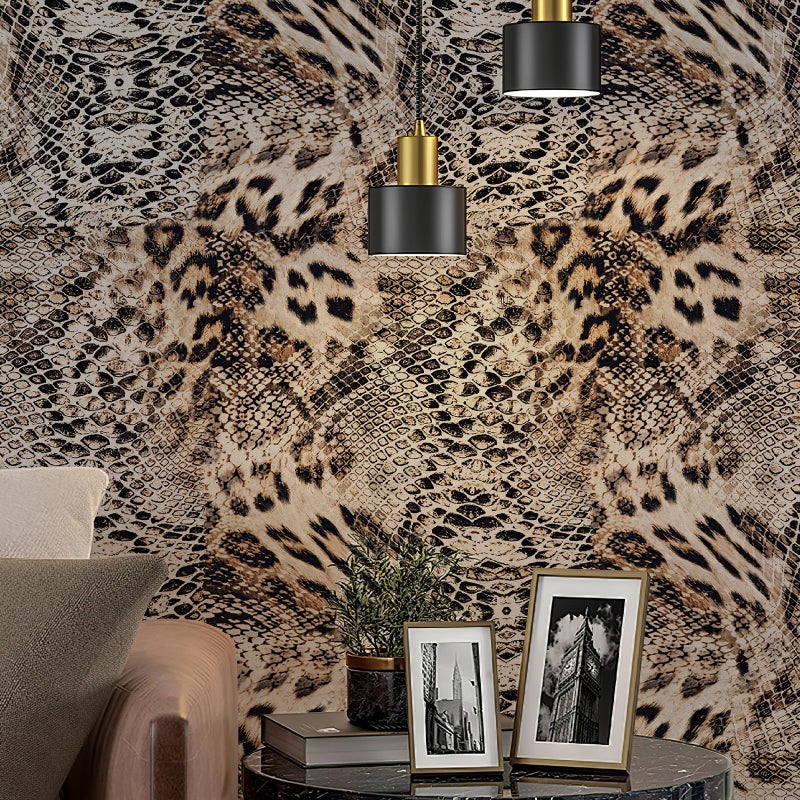 JiffDiff Textured Leopard Snake Print Peel and Stick Wallpaper, 17.3" x 120" Thick Waterproof Self-Adhesive Wall Paper, Modern Jungle Wild Animal Print Contact Paper for Table, Bedroom and Bathroom - Image 1