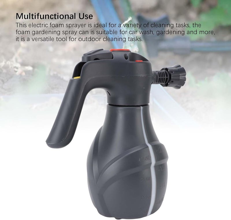 Electric Foam Sprayer with Rechargeable Battery, High Pressure Wireless Car Wash Gun with 5 Nozzles, USB Charging for Automotive Cleaning and Watering - Image 2