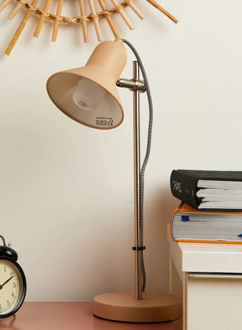 Leitmotiv Table Lamp Slender Iron Sand Brown, Nickle Accents