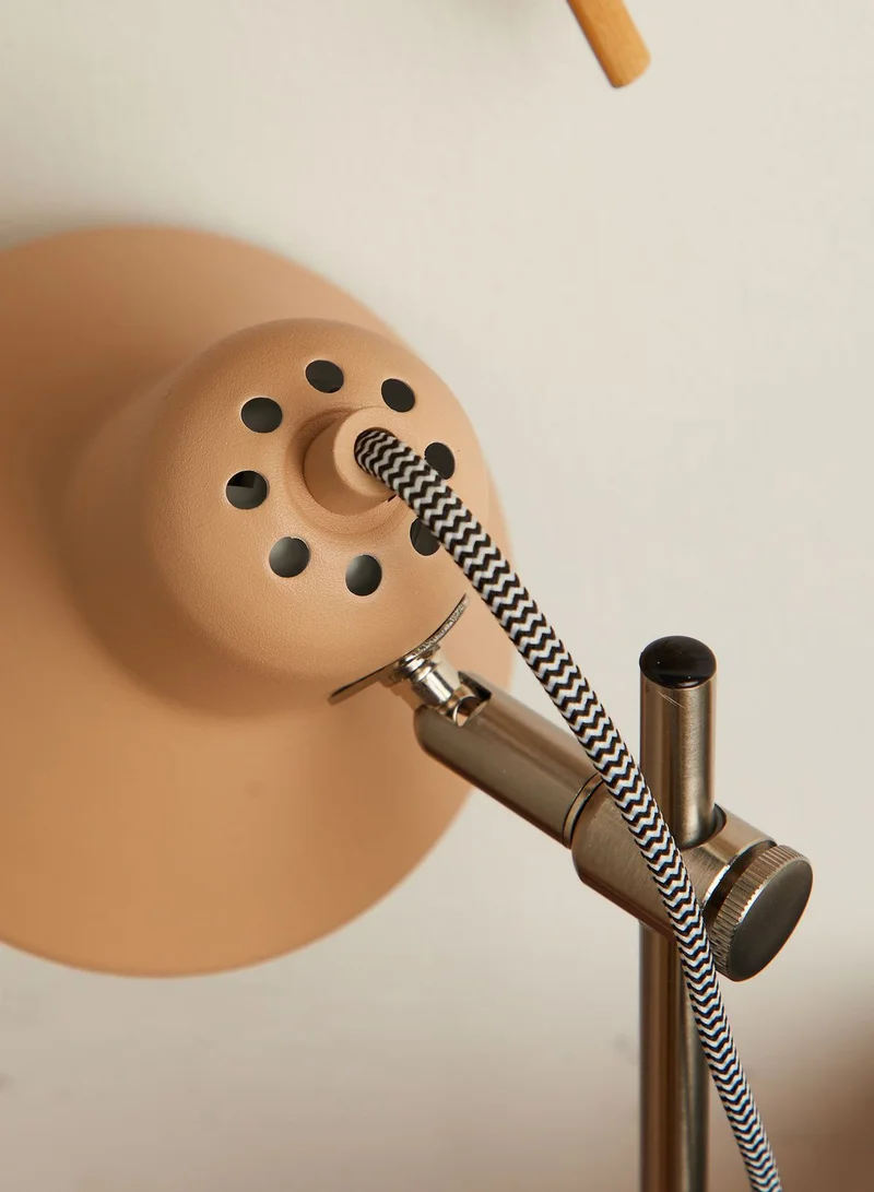 Leitmotiv Table Lamp Slender Iron Sand Brown, Nickle Accents