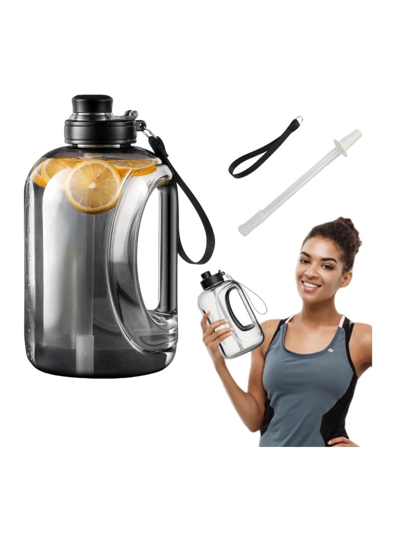 Half Gallon Water Bottle,with Time Marker,95 OZ/ 2.8 L Water Bottle with Straw,Large Water Bottle with Portable Handle and Strap for Gym Outdoor Sports Large Capacity Daily Water Bottles - Image 1