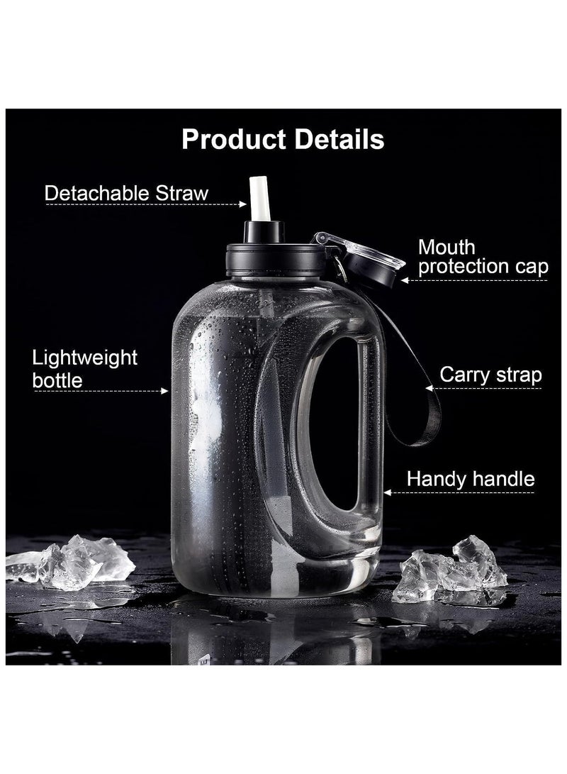 Half Gallon Water Bottle,with Time Marker,95 OZ/ 2.8 L Water Bottle with Straw,Large Water Bottle with Portable Handle and Strap for Gym Outdoor Sports Large Capacity Daily Water Bottles - Image 2