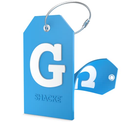 Shacke Initial Luggage Tag with Full Privacy Cover and Stainless Steel Loop - Aqua Teal (Letter G) - Image 5