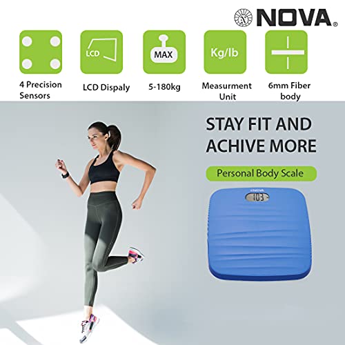 Nova BGS -1260 Ultra Lite Electronic Digital Personal Body Scale (Black/ Sea Blue - Colour May Vary) - Image 4