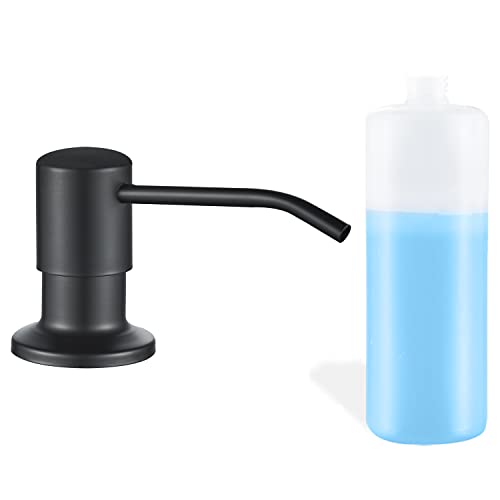 DOILIESE Built in Soap Dispenser for Kitchen Sink, Matte Black Stainless Steel Countertop Pump Head, Dish Soap Hand Lotion Dispenser with Refillable 17OZ Bottle - Image 1