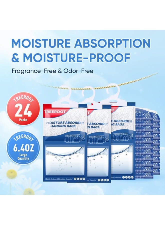 Treeroot 24 Pack Moisture Absorbers for Closet, 6.4OZ Hanging Closet Dehumidifier Bags, Hanging Humidity Absorber in Wardrobes, Kitchens and Bathrooms, Fragrance Free Portable Moisture bags - Image 2