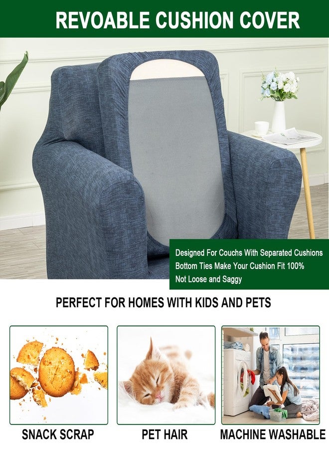 CRFATOP 2 Piece Soft Fitted Sofa Couch Cover Stretch Armchair Cover Slipcovers 1 Seat Chair Slip Cover with Arms Washable Furniture Protector for Living Room Pet Dog,(Small,C01) - Image 4