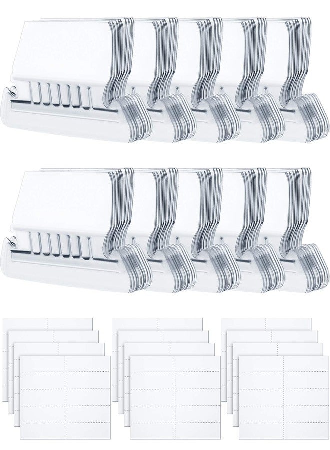 Jovitec File Folder Tabs 120 Sets Hanging File Folder Tabs and Inserts 2" Clear Plastic Hanging Organizer for Quick Identification and Read(2 Inch,White Angle) - Image 1