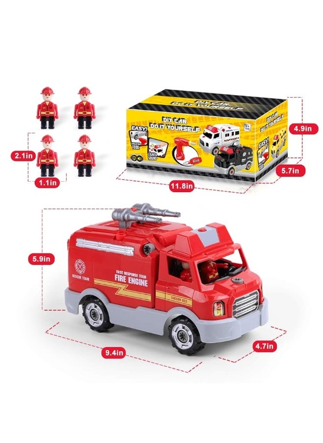 Remoking REMOKING Take Apart Toy, Learning Car Toy for Boys & Girls, Build Your Own Car Toy Fire Truck,Educational Playset with Tools and Power Drill, DIY Assembly Car with Realistic Sounds & Lights (3+ Ages)  - Image 1