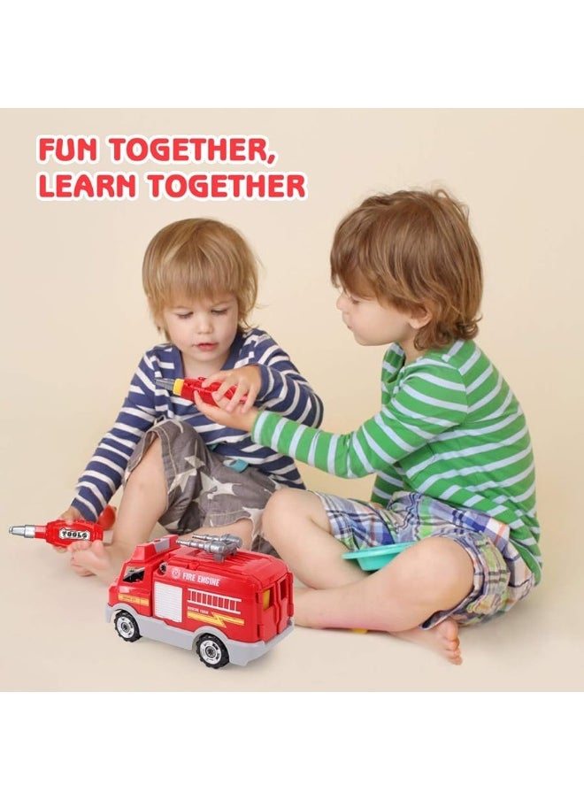 Remoking REMOKING Take Apart Toy, Learning Car Toy for Boys & Girls, Build Your Own Car Toy Fire Truck,Educational Playset with Tools and Power Drill, DIY Assembly Car with Realistic Sounds & Lights (3+ Ages)  - Image 3