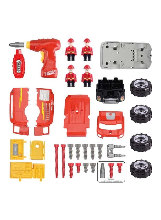 Remoking REMOKING Take Apart Toy, Learning Car Toy for Boys & Girls, Build Your Own Car Toy Fire Truck,Educational Playset with Tools and Power Drill, DIY Assembly Car with Realistic Sounds & Lights (3+ Ages)  - Image 5