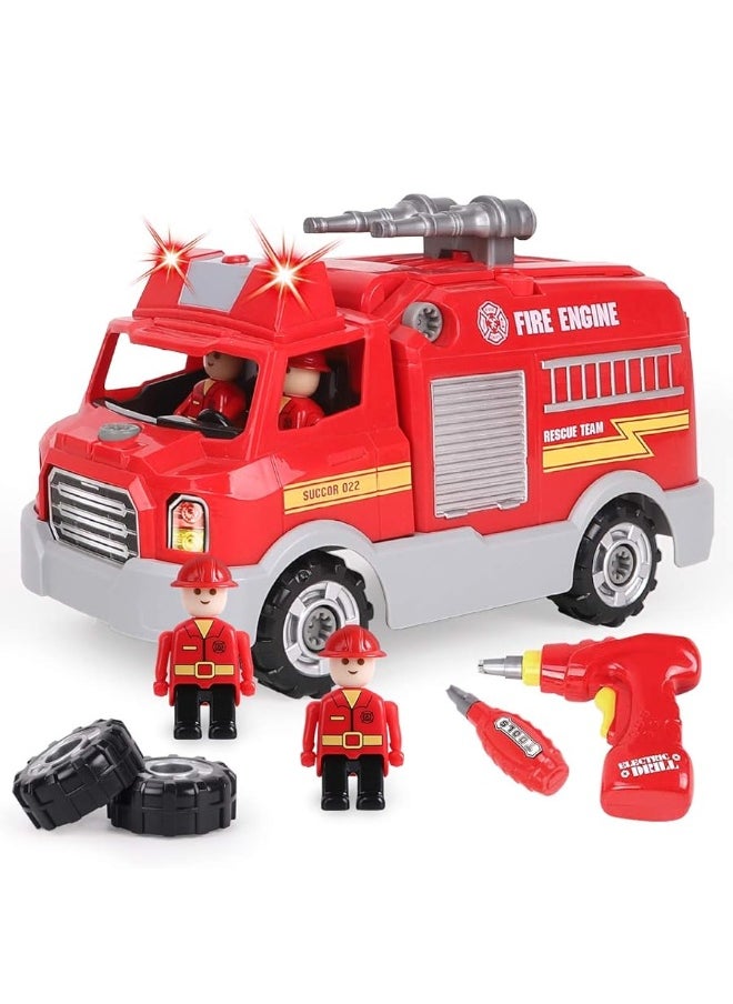 Remoking REMOKING Take Apart Toy, Learning Car Toy for Boys & Girls, Build Your Own Car Toy Fire Truck,Educational Playset with Tools and Power Drill, DIY Assembly Car with Realistic Sounds & Lights (3+ Ages)  - Image 4