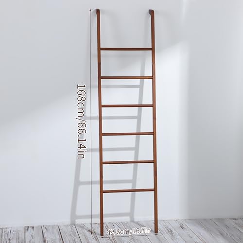 Taozun 6-Tier Wood Blanket Ladder for Living Room, Rustic Wooden Farmhouse Quilt Ladder with 4 S-hooks, 66-Inch Wall Leaning Throw Towel Rack, Space-Saving and Blanket Disply Rackfor Bedroom, Bathroom - Image 2