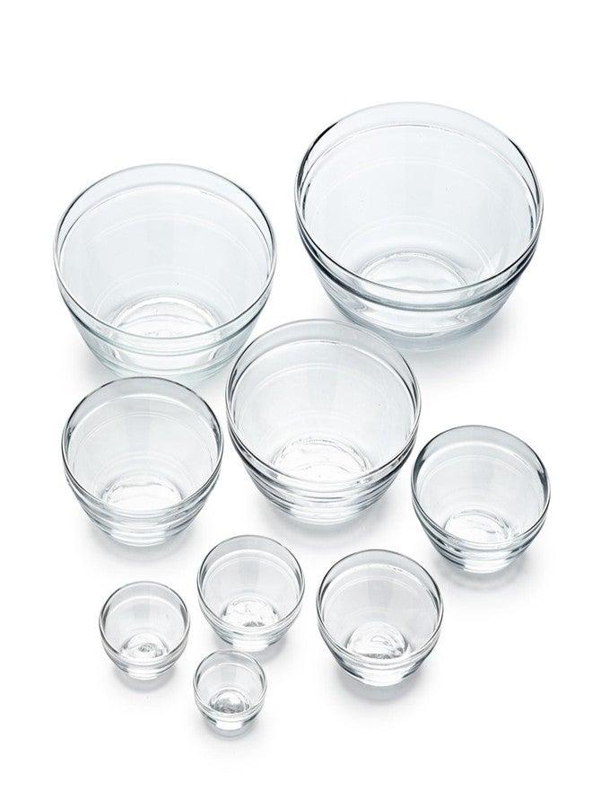 Duralex Le Gigogne Glass Mixing Bowl Set - 9-Piece Clear Stackable Prep Bowls Made of Durable Glass - Image 1