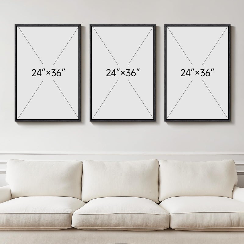 Cuspin Large Framed Neutral Abstract Wall Art for Living Room, 3 Piece Modern Canvas Prints Paintings Artwork for Walls, Minimalist Beige Orange Block Pictures for Hallway Dining Bedroom Wall Decor 24x36 In - Image 3