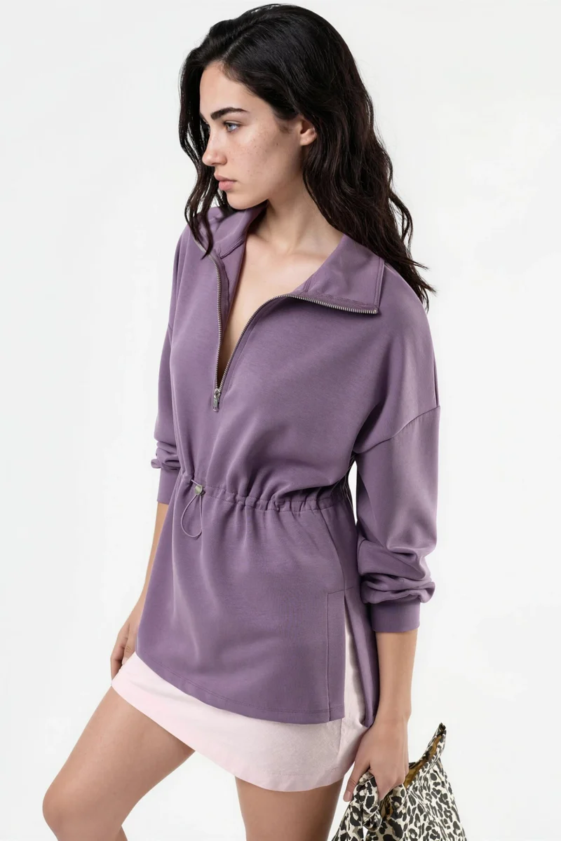 Busem BUSEM Zipper Collar Sweatshirt with Adjustable Waist