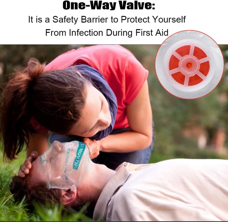 Aoutacc قناع وجه AOUTACC CPR مع سلسلة مفاتيح قناع قابل للتصرف مجموعة طوارئ قناع CPR قناع جيب للإسعافات الأولية تدريب إنعاش القلب - Image 2