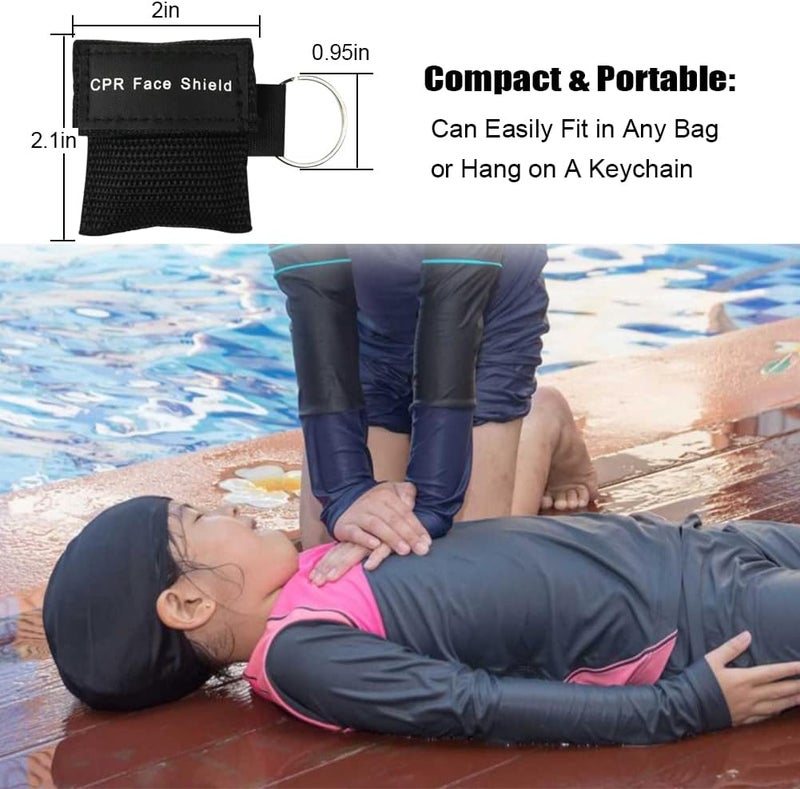 Aoutacc قناع وجه AOUTACC CPR مع سلسلة مفاتيح قناع قابل للتصرف مجموعة طوارئ قناع CPR قناع جيب للإسعافات الأولية تدريب إنعاش القلب - Image 5