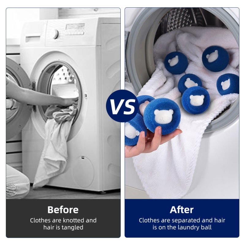 Laundry Hair Remover: Blue Reusable Soft Sponge Balls - Protective Clothing, Multipurpose Lint Catcher for Washing Machine Dryer, Pet Hair & Odor Removal - Image 4