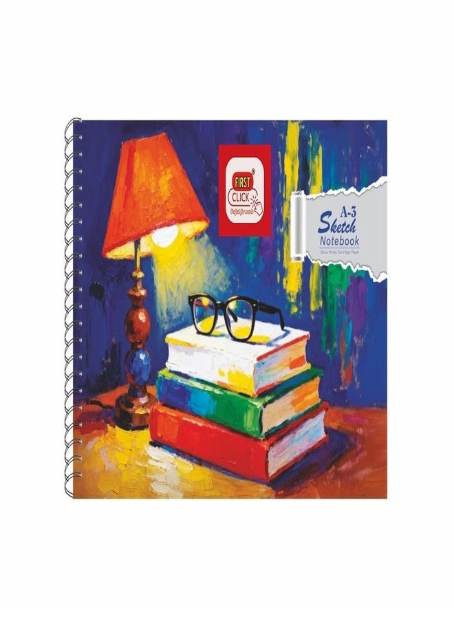 FIRST CLICK دفاتر رسم فنية من فيرست كليك® بحجم A3، مجلدة بسلك حلزوني، 60 صفحة | ورق أبيض فائق الجودة 140 جرام/متر مربع | تجليد حلزوني مزدوج | دفتر رسم احترافي للفنانين والطلاب والمصممين، بدون ورق زبدة. - Image 2