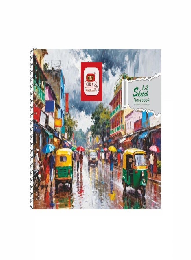 FIRST CLICK دفاتر رسم فنية من فيرست كليك® بحجم A3، مجلدة بسلك حلزوني، 60 صفحة | ورق أبيض فائق الجودة 140 جرام/متر مربع | تجليد حلزوني مزدوج | دفتر رسم احترافي للفنانين والطلاب والمصممين، بدون ورق زبدة. - Image 4