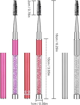 Molain Molain 3 PCS Eyebrow Brush Spoolies Eyelash Comb Mascara Wand Eye Brow Lash Extensions Separator Cleaning Kit Fan Lashes Cosmetic Makeup Applicator Crystal Handle with Cap Accessories Tool - Image 2