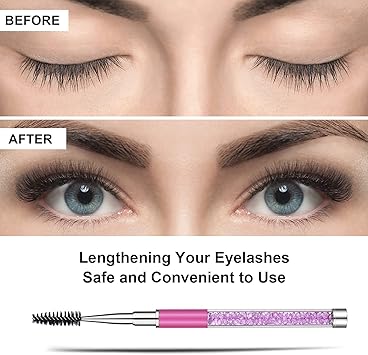 Molain Molain 3 PCS Eyebrow Brush Spoolies Eyelash Comb Mascara Wand Eye Brow Lash Extensions Separator Cleaning Kit Fan Lashes Cosmetic Makeup Applicator Crystal Handle with Cap Accessories Tool - Image 4