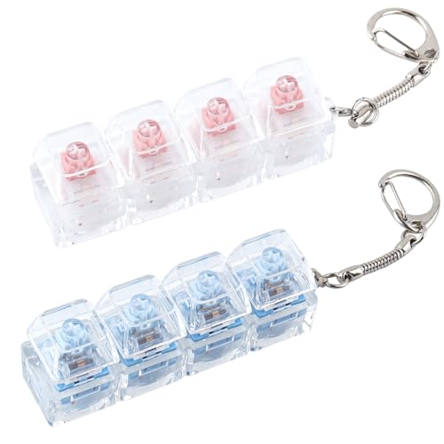 TYRIXKI 2 Pcs Keyboard Fidget Toy Silent Loud Keyboard Fidget Keychain Keyboard Decompression Button Finger Clicker Toys Button Stress Relief Fidget to Relief Anxiety Sensory Keyboard Keychain Gift - Image 1