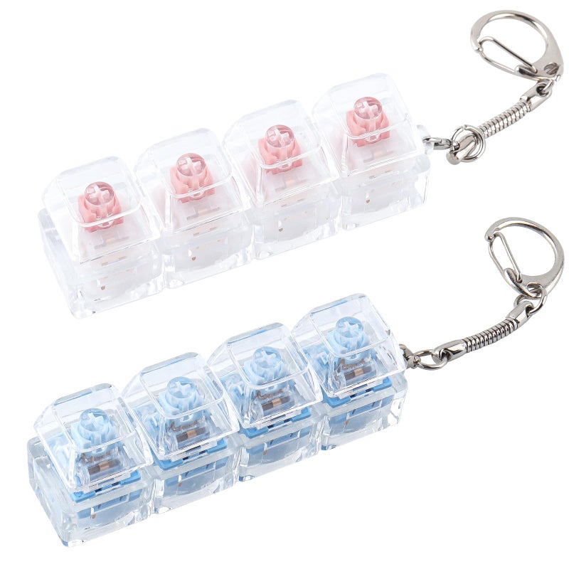 TYRIXKI 2 Pcs Keyboard Fidget Toy Silent Loud Keyboard Fidget Keychain Keyboard Decompression Button Finger Clicker Toys Button Stress Relief Fidget to Relief Anxiety Sensory Keyboard Keychain Gift - Image 3