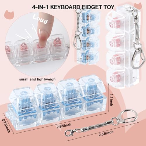 TYRIXKI 2 Pcs Keyboard Fidget Toy Silent Loud Keyboard Fidget Keychain Keyboard Decompression Button Finger Clicker Toys Button Stress Relief Fidget to Relief Anxiety Sensory Keyboard Keychain Gift - Image 5