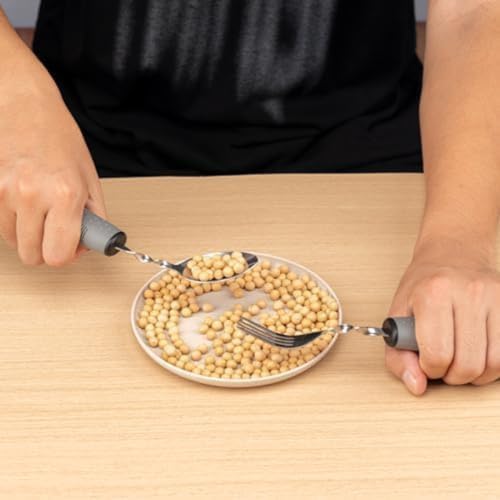 MEDITROVE Adaptive Utensils for Elderly – Right Handed Anti-Shake Spoon & Fork Set | Self-Feeding Bendable Utensils with Easy-to-Grip Handles | Ideal for Tremors, Arthritis & Parkinson’s - Image 5
