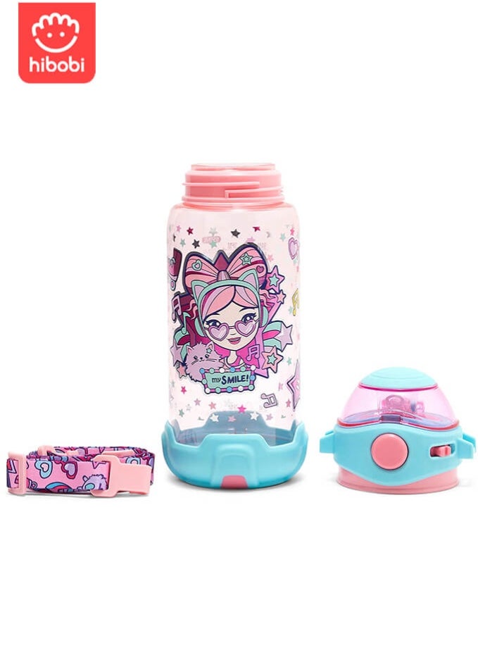 hibobi 650ml Sippy Cup Water Bottle for Girls with Playful Character Design – BPA-Free, Leakproof Flip Straw, One-Click Open – Easy-to-Carry School & Travel Cup  - Image 4