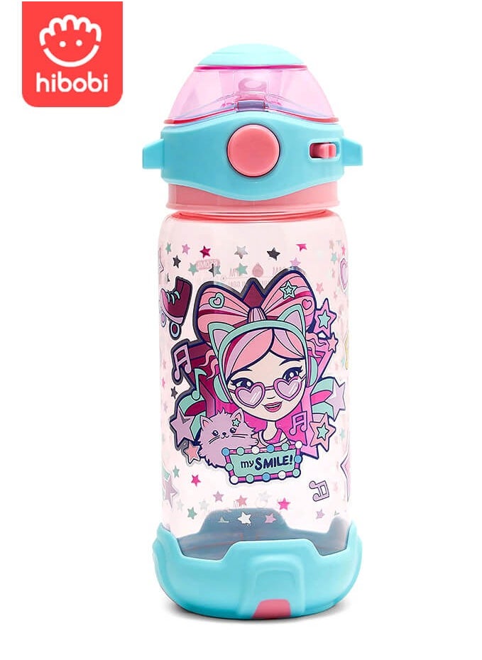 hibobi 650ml Sippy Cup Water Bottle for Girls with Playful Character Design – BPA-Free, Leakproof Flip Straw, One-Click Open – Easy-to-Carry School & Travel Cup  - Image 2