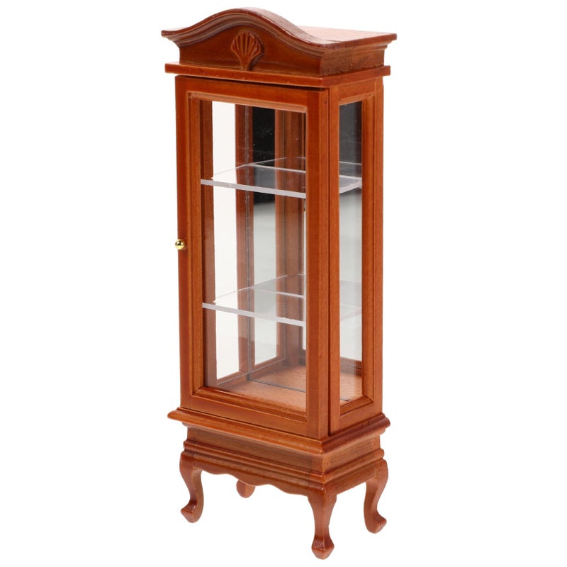 Miniature Dollhouse Bookcase Solid Wood Display Shelf For DIY Model Kit Decor - Image 2
