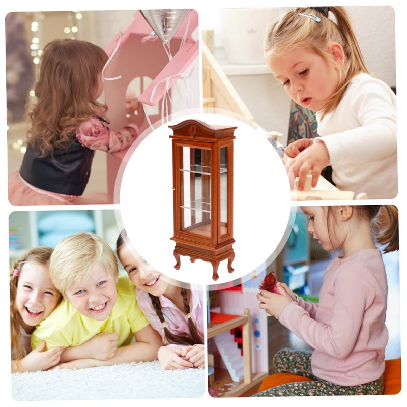Miniature Dollhouse Bookcase Solid Wood Display Shelf For DIY Model Kit Decor - Image 4