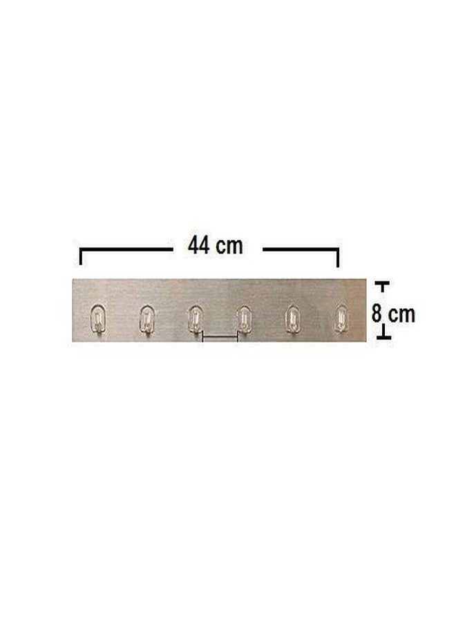 ZIVIK Wall Mounted Hooks Strip with 6 Hooks 2Pcs | Self Adhesive Bathroom Towel Hanger Hook Rail | Bathroom Hook | Multipurpose Kitchen Hanger(Silver) (2, AV-131) - Image 3