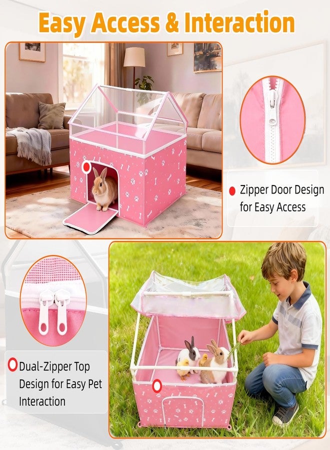 THINMUHAND Cat Playpen, Puppy Playpen Small Dog Pet Crate Tent Cage Indoor & Outdoor, Cat House Enclosure Kennel Dogs/Cats/Rabbits/Hamster (Pink) - Image 4