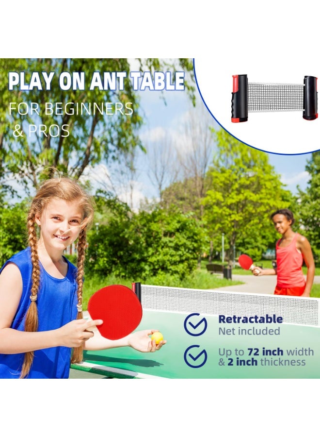Axpeih Ping Pong Paddle Set,Portable Table Tennis Set with Retractable Net,2 Rackets,6 Balls And Carry Bag for Children Adult Indoor/Outdoor Games - Image 4