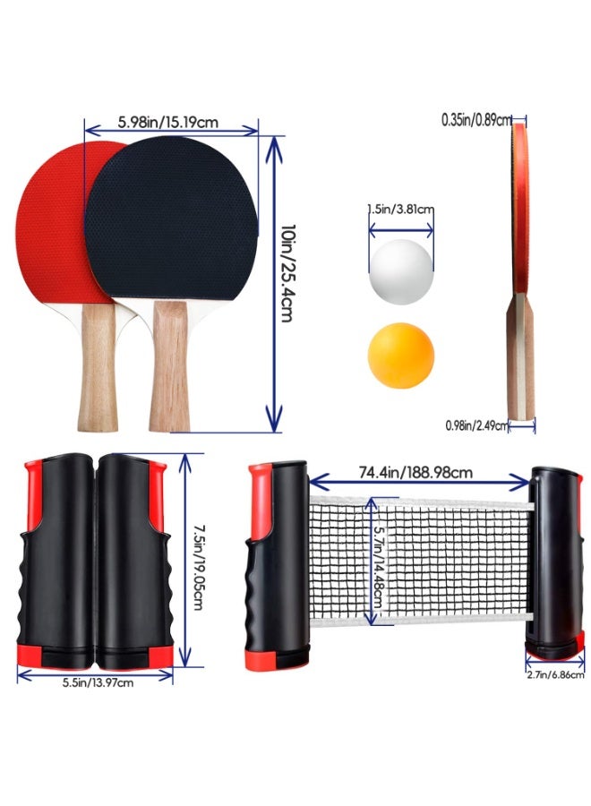 Axpeih Ping Pong Paddle Set,Portable Table Tennis Set with Retractable Net,2 Rackets,6 Balls And Carry Bag for Children Adult Indoor/Outdoor Games - Image 5