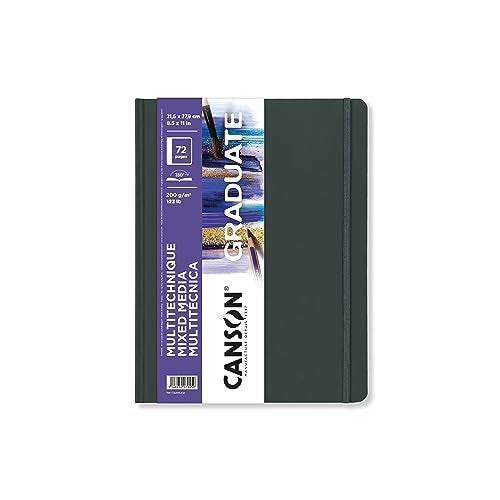 Canson Graduate Mixed Media Paper Hard Cover Art Journal 85x11 inches 36 Sheets Artist Paper for Collage Watercolor Ink Pencil Marker - Image 1