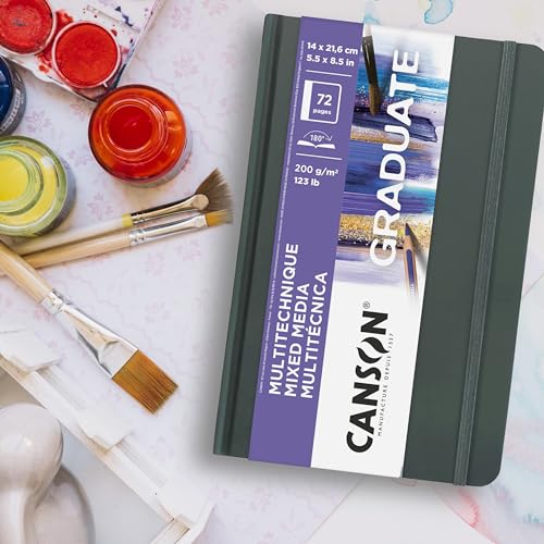 Canson Graduate Mixed Media Paper Hard Cover Art Journal 85x11 inches 36 Sheets Artist Paper for Collage Watercolor Ink Pencil Marker - Image 3