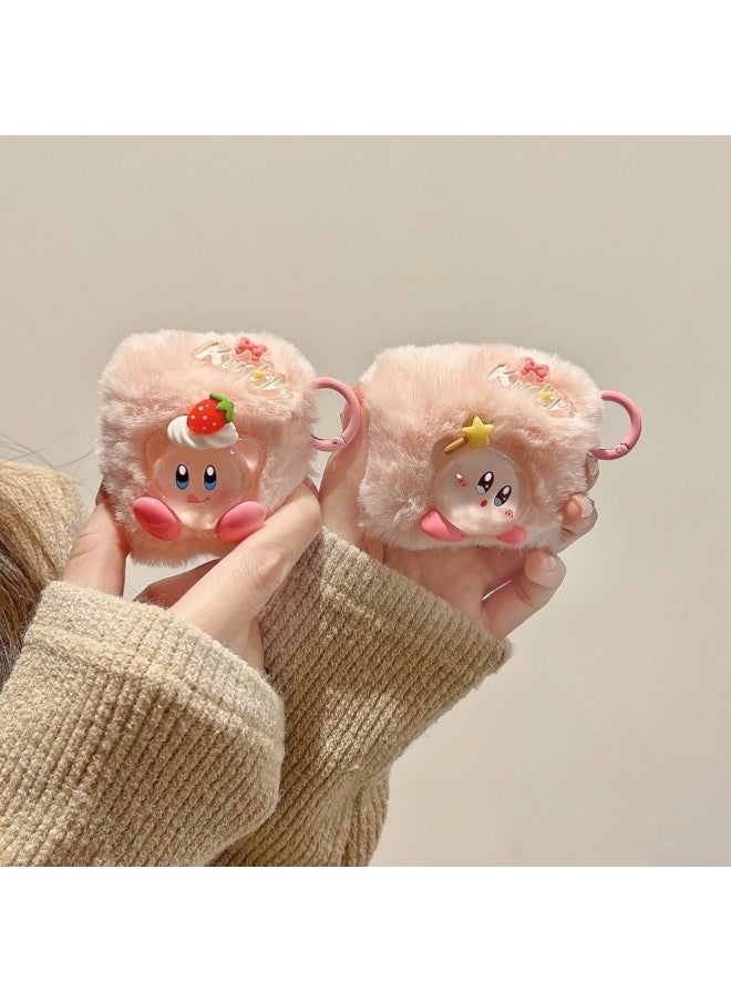 Generic - Ins Plush Star Kabi For Apple Airpods Pro2 Protective Case 2 Generation 3 Generation 4 Generation Bluetooth Wireless Ear-Color:Strawberry Kirby + Hanging Buckle-Applicable Models:Airpods 1/2 Generation - Image 1